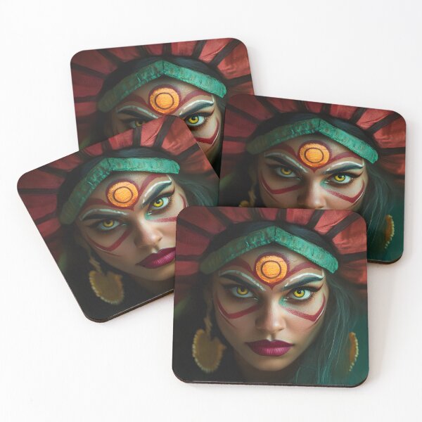 Item preview, Vibrant Woman with Bold Makeup and Floral Headpiece designed and sold by Artessie.