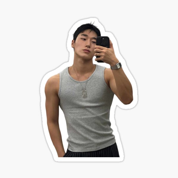 Ateez San wearing tank top Sticker
