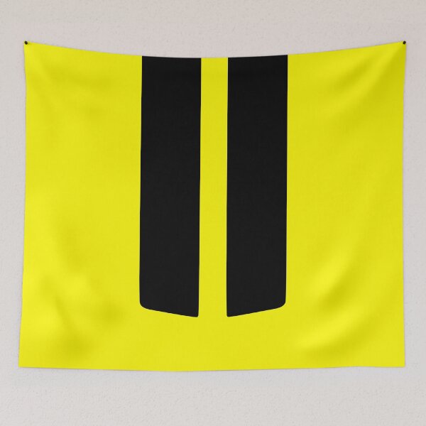 Item preview, Dual Hood Stripes Black (Yellow Background) designed and sold by Racing Stripes Only.