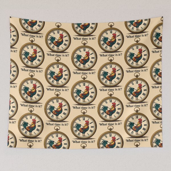 Item preview, Retro Clock With Rooster What Time Is It? designed and sold by Ciervo Primavera.