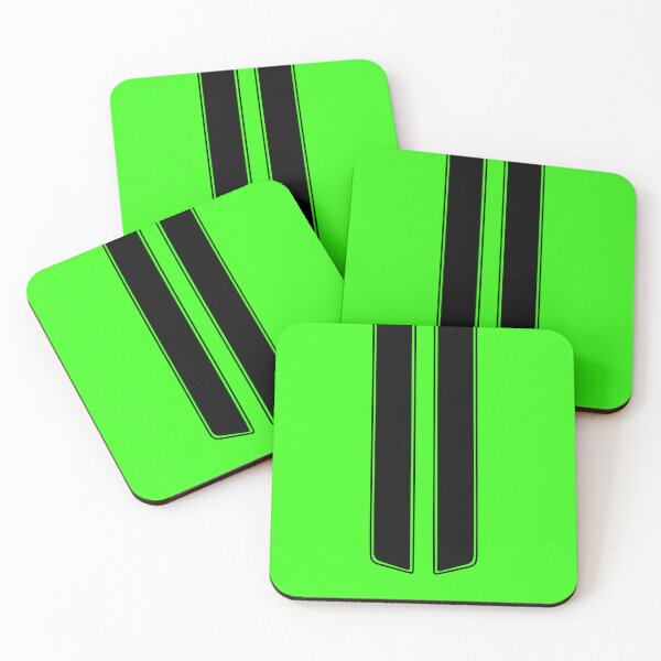 Item preview, Dual Hood Stripes With Pinstripes (Black - Neon Green Background) designed and sold by Racing Stripes Only.