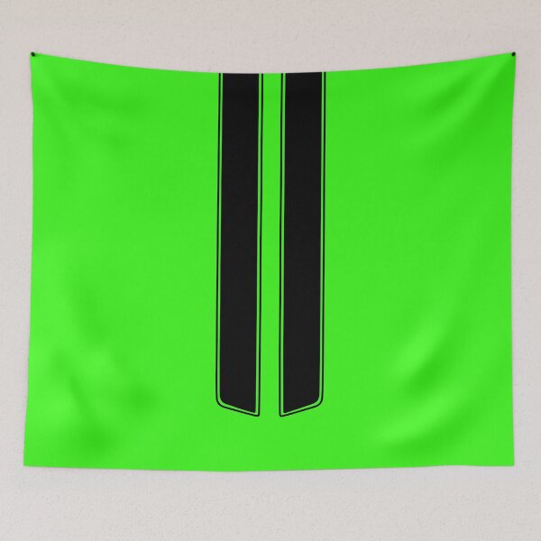 Item preview, Dual Hood Stripes With Pinstripes (Black - Neon Green Background) designed and sold by Racing Stripes Only.