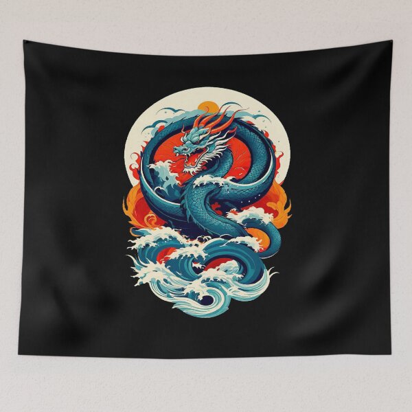 Item preview, Chinese Dragon Fire and Sea Wave Tsunami! designed and sold by Giulivo Store Graphic.