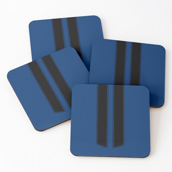 Item preview, Dual Hood Stripes With Pinstripes (Black - Guardsman Blue Background) designed and sold by Racing Stripes Only.