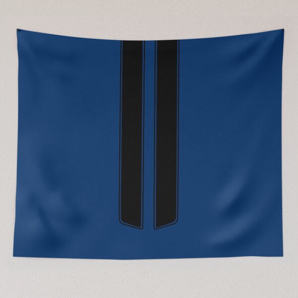 Item preview, Dual Hood Stripes With Pinstripes (Black - Guardsman Blue Background) designed and sold by Racing Stripes Only.