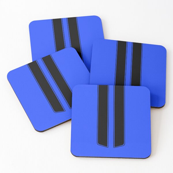 Item preview, Dual Hood Stripes With Pinstripes (Black - Neon Blue Background) designed and sold by Racing Stripes Only.
