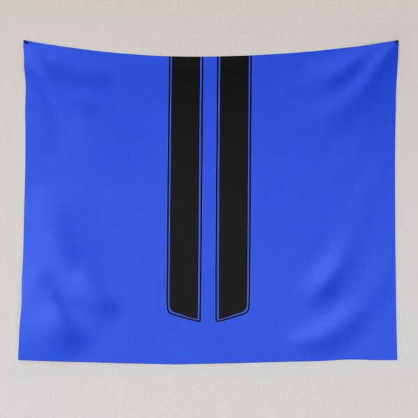 Item preview, Dual Hood Stripes With Pinstripes (Black - Neon Blue Background) designed and sold by Racing Stripes Only.
