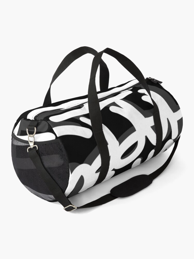 Thumbnail 2 of 3, Duffle Bag, Happy wife happy life… / GRAFFITI STYLE TAG on black designed and sold by Borislilb.