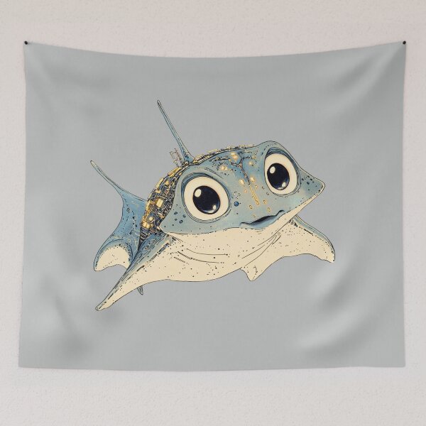 Item preview, Title: Cute Electric Ray Mecha Creature designed and sold by MYTHIC PEEL STICKERS.