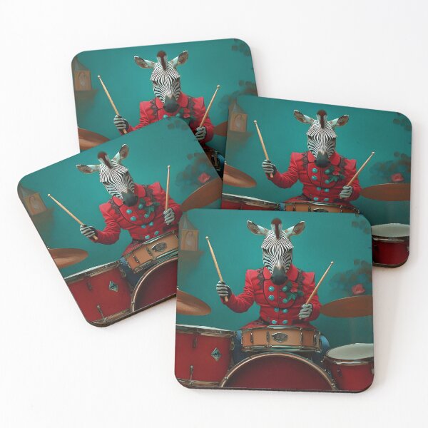 Item preview, Intriguing Zebra Drummer in a Colorful Setting designed and sold by Artessie.