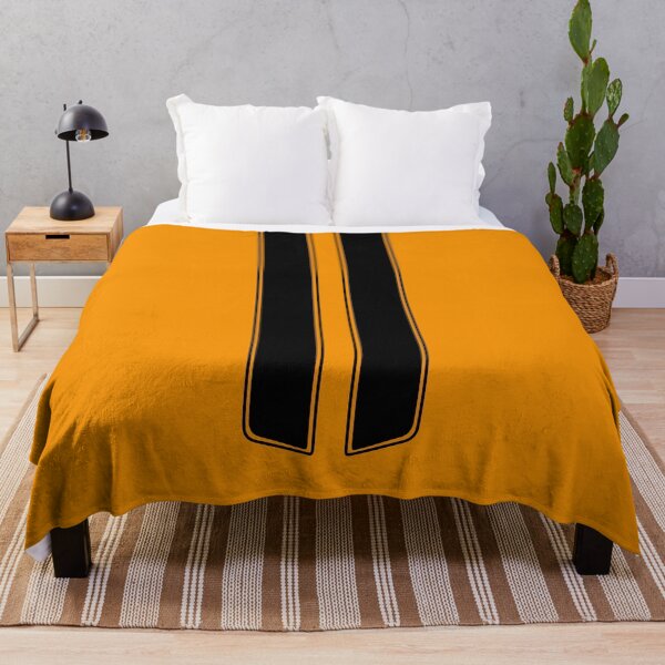 Item preview, Dual Hood Stripes With Pinstripes (Black - Orange Background) designed and sold by Racing Stripes Only.