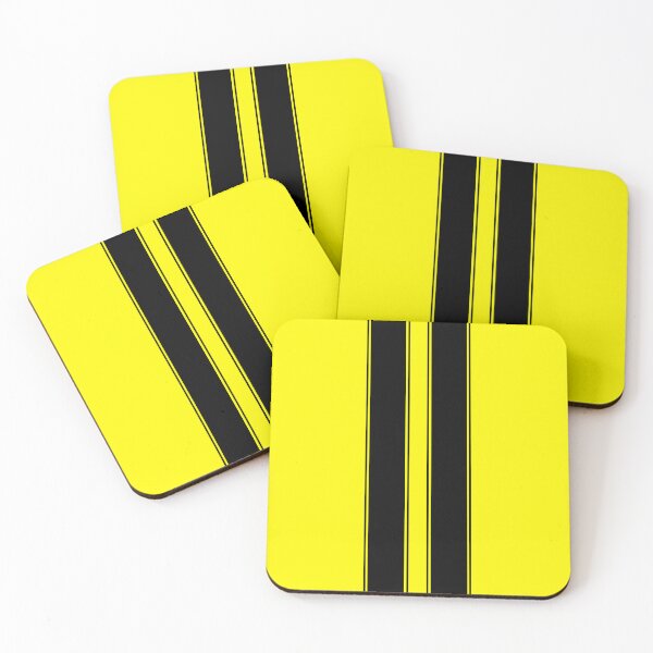 Item preview, Dual Hood Stripes With Pinstripes (Black - Yellow Background) designed and sold by Racing Stripes Only.
