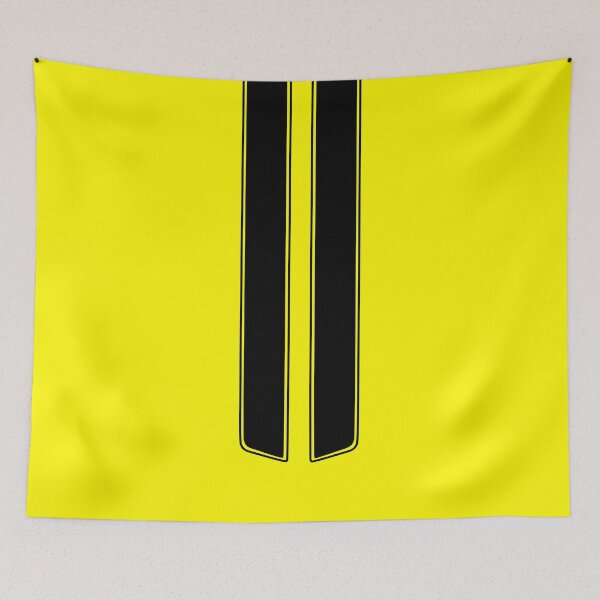 Item preview, Dual Hood Stripes With Pinstripes (Black - Yellow Background) designed and sold by Racing Stripes Only.