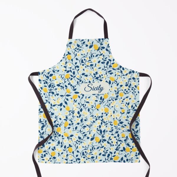 Item preview, Sicily Lemon Pattern – Tiny Lemons Blossoms on Light Blue designed and sold by EmeraldeaArt.