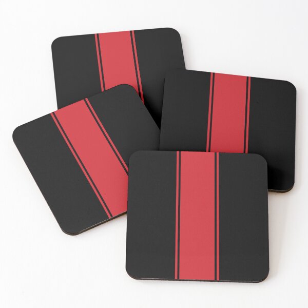 Item preview, Single Racing Stripe With 2 Pinstripes - Fire Engine Red on Black designed and sold by Racing Stripes Only.