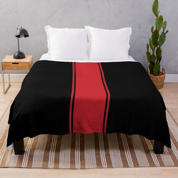 Item preview, Single Racing Stripe With 2 Pinstripes - Fire Engine Red on Black designed and sold by Racing Stripes Only.