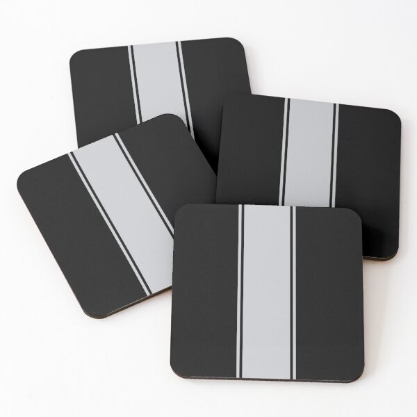 Item preview, Single Racing Stripe With 2 Pinstripes - Light Gray on Black designed and sold by Racing Stripes Only.