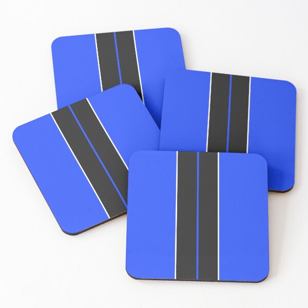 Item preview, Dual Black Stripes With White Pinstripes (Neon Blue background) designed and sold by Racing Stripes Only.