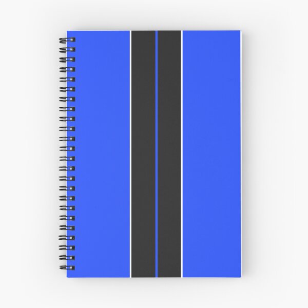 Artikelvorschau, Doppelte schwarze Streifen mit weißen Nadelstreifen (neonblauer Hintergrund) entworfen und verkauft von Racing Stripes Only.