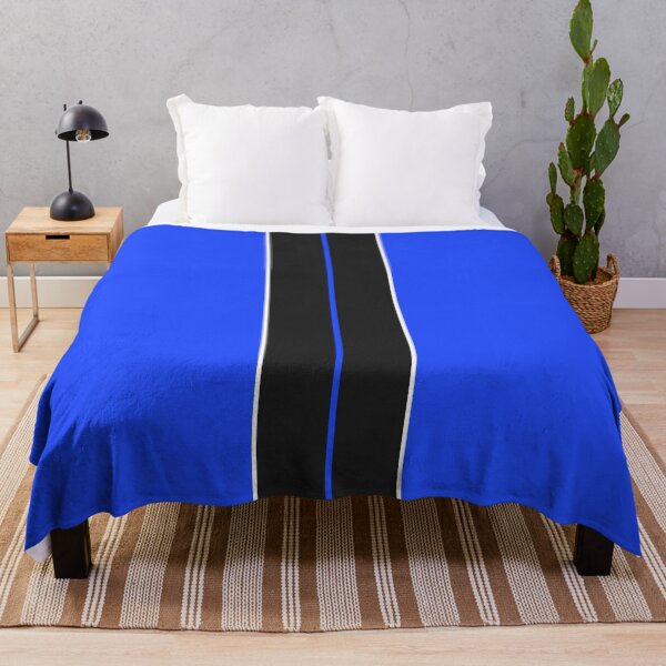 Item preview, Dual Black Stripes With White Pinstripes (Neon Blue background) designed and sold by Racing Stripes Only.