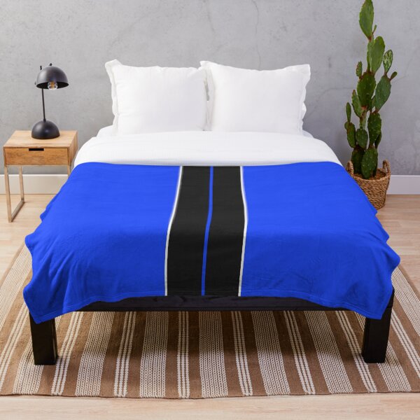 Item preview, Dual Black Stripes With White Pinstripes (Neon Blue background) designed and sold by Racing Stripes Only.