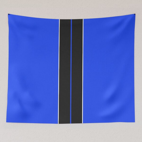 Item preview, Dual Black Stripes With White Pinstripes (Neon Blue background) designed and sold by Racing Stripes Only.