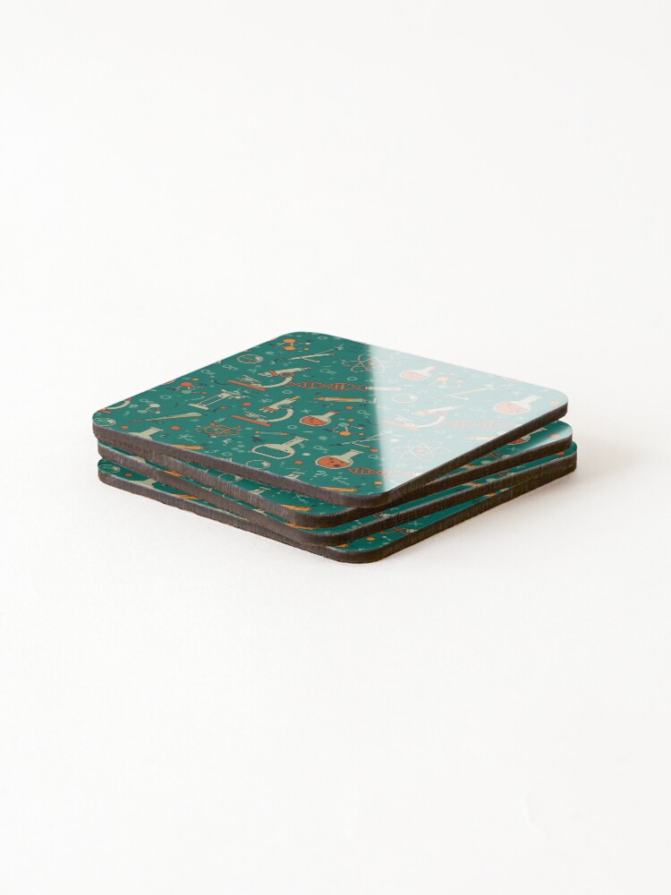 Thumbnail 4 of 5, Coasters (Set of 4), Retro Science Lab Pattern designed and sold by MySignatureTees.