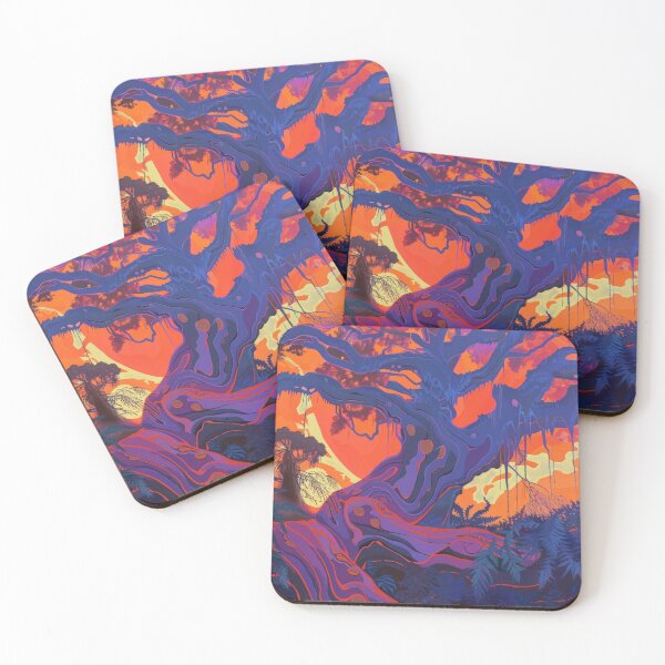 Item preview, Twisted neon tree glows against surreal orange sunset designed and sold by AverageBlur.