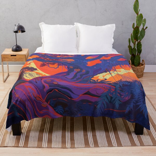 Item preview, Twisted neon tree glows against surreal orange sunset designed and sold by AverageBlur.