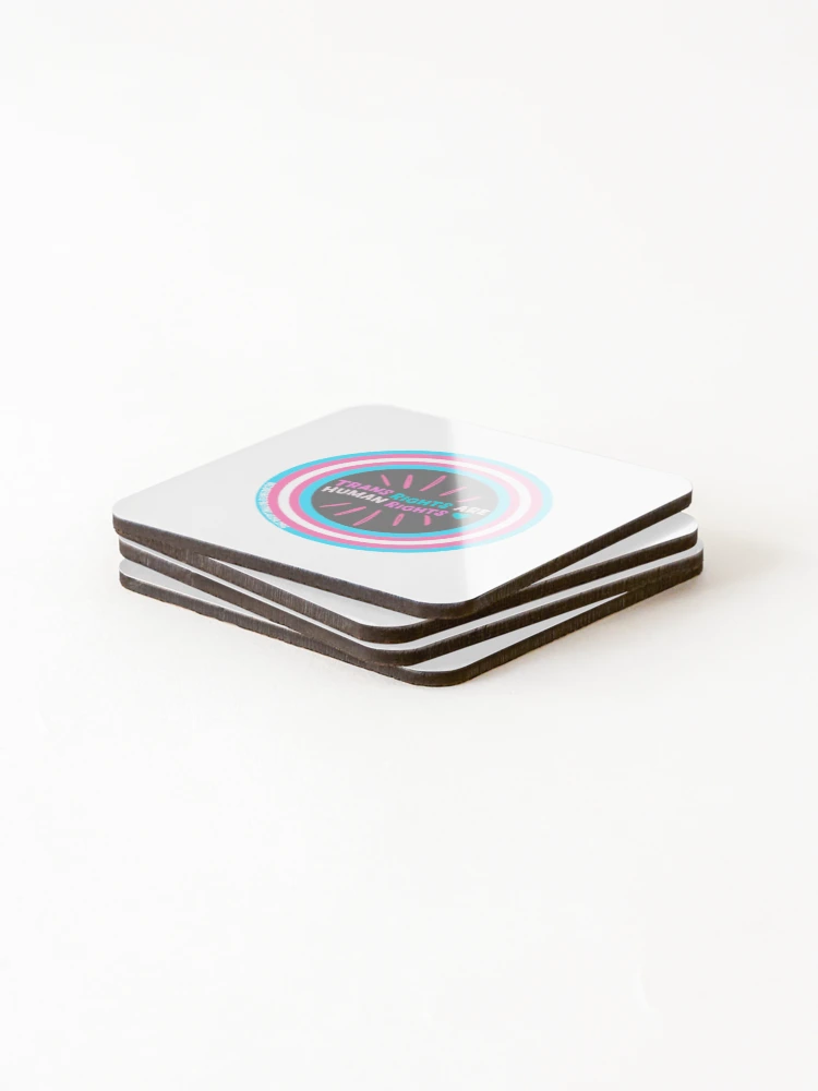 Thumbnail 4 of 5, Coasters (Set of 4), Trans Rights sticker designed and sold by RfR-org.