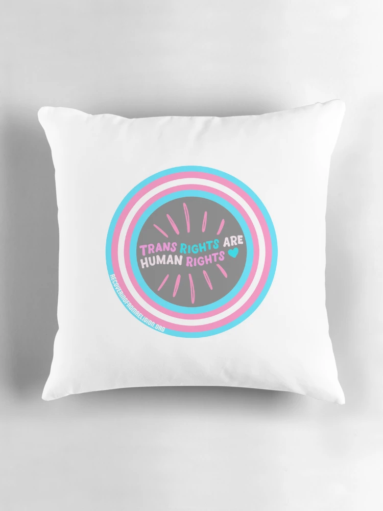 Thumbnail 3 of 4, Pillow, Trans Rights sticker designed and sold by RfR-org.
