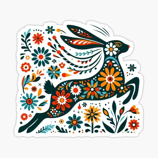 Item preview, Scandinavian Folk Art Hare by heidiannemorris © designed and sold by FOLK ART FUSION by heidiannemorris.