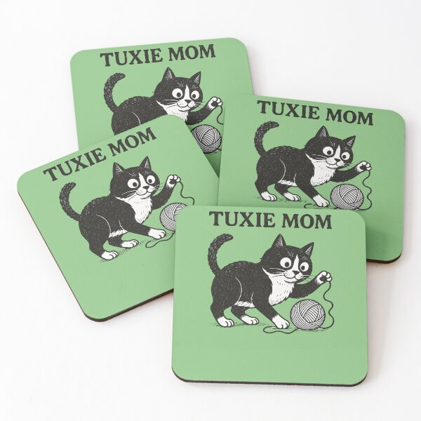 Item preview, Tuxedo Cat Mom Knitting Crew – Yarn Ball Mischief & Feline Sass designed and sold by FrictionMaxxing.