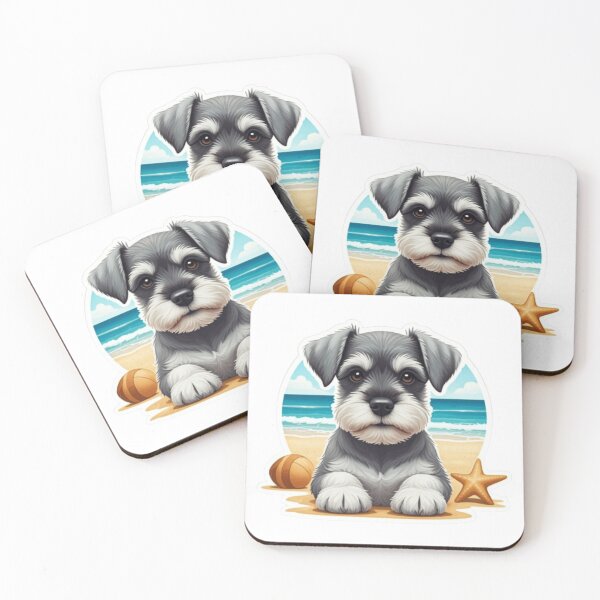 Item preview, Miniature Schnauzer at the beach  designed and sold by StickersRyous.