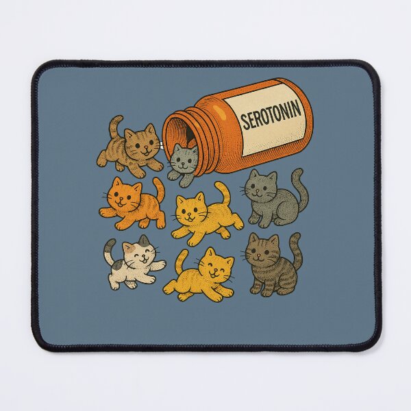 Item preview, Serotonin Refill – Happy Cats Pouring from a Prescription Bottle designed and sold by FrictionMaxxing.