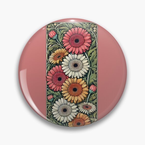 Item preview, Botanical Gerbera Daisies Vintage Garden Bloom in Warm Earthy Tones designed and sold by FrictionMaxxing.