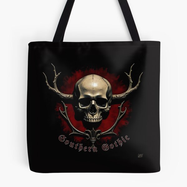 Item preview, Dark Gothic Skull Embraced by Roses on Ominous Background designed and sold by Rue Market.