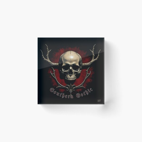 Item preview, Dark Gothic Skull Embraced by Roses on Ominous Background designed and sold by Rue Market.