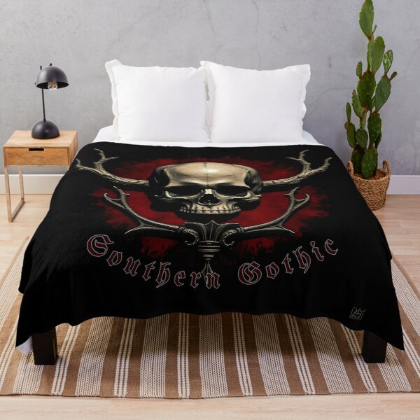 Item preview, Dark Gothic Skull Embraced by Roses on Ominous Background designed and sold by Rue Design Company.