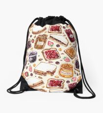 Peanut Butter and Jelly Watercolor Drawstring Bag