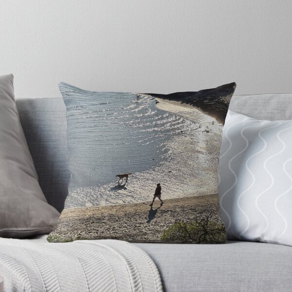 Item preview, Golden Retriever and Owner Walking, Sandringham Beach, Melbourne – Tranquil Low Tide Sunset Scene designed and sold by Ink and Echo Print Designs.
