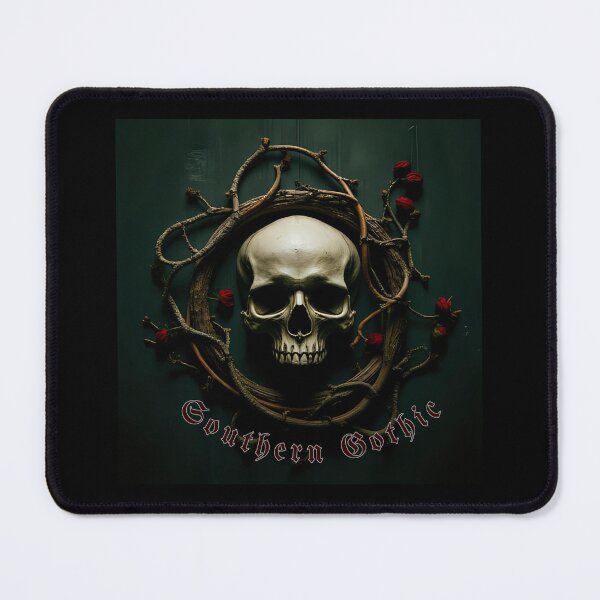 Item preview, Gothic Skull and Rose Wreath on a Dark Vintage Background designed and sold by Rue Market.