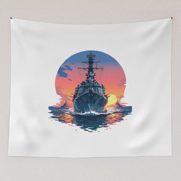 Item preview, Modern Navy Warship at Full Speed – Sunset Power View designed and sold by Windy-market.