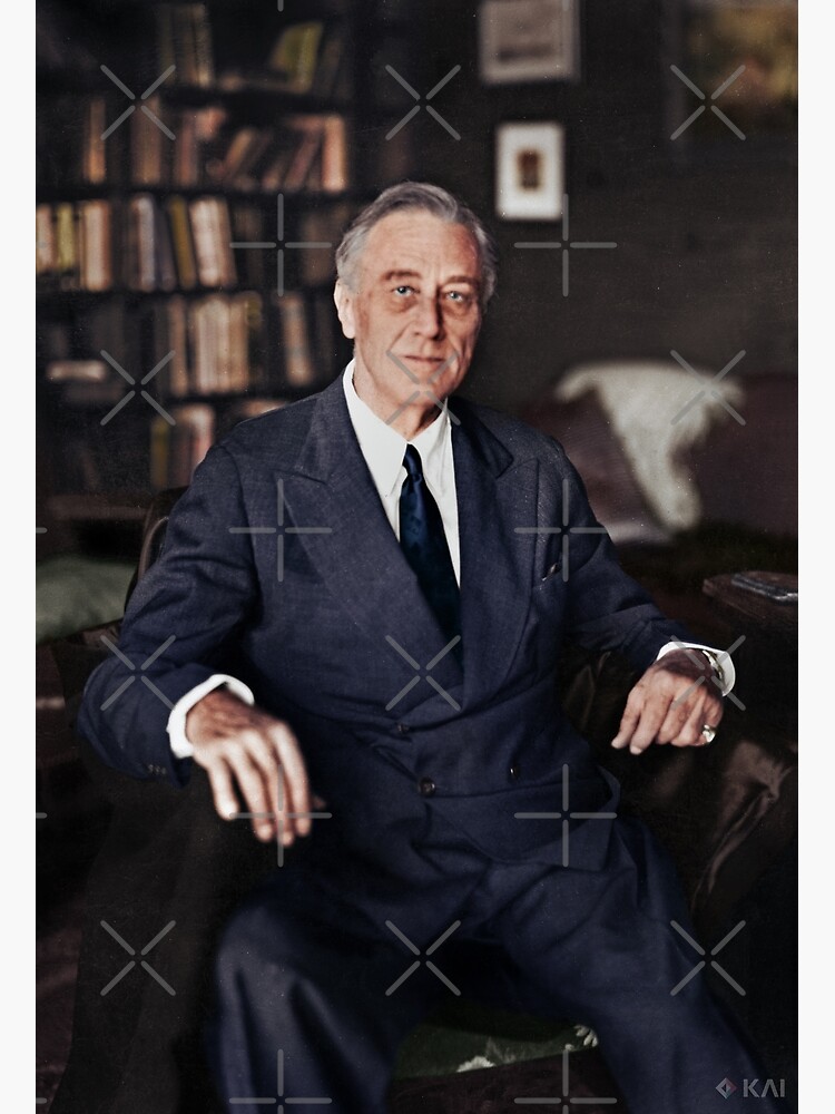 Franklin D. Roosevelt, 1945 colorized Postcard for Sale by KAI-Studio