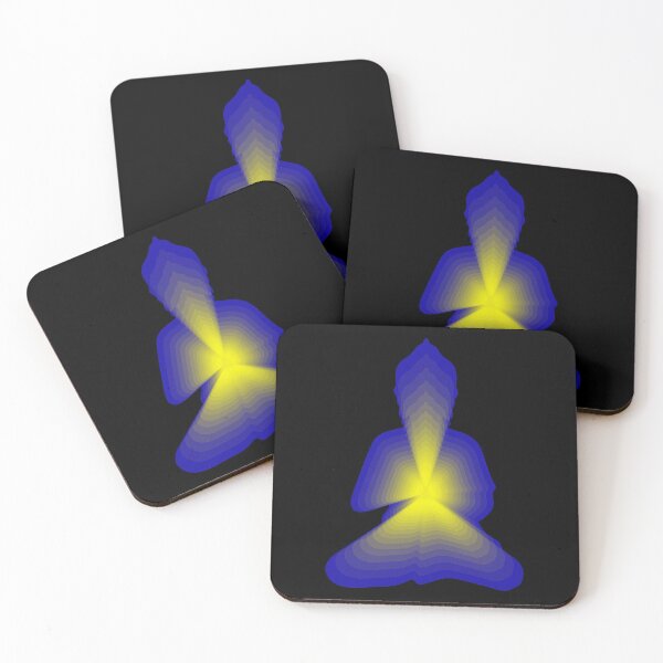 Item preview, budda, light energy, silhouette in yoga pose with a modern graphic echo effect minimalist spiritual design designed and sold by rikyfreestyle.