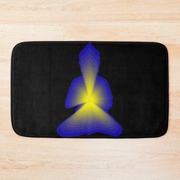 Item preview, budda, light energy, silhouette in yoga pose with a modern graphic echo effect minimalist spiritual design designed and sold by rikyfreestyle.