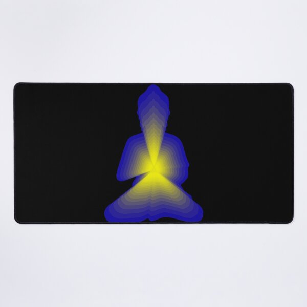 Item preview, budda, light energy, silhouette in yoga pose with a modern graphic echo effect minimalist spiritual design designed and sold by rikyfreestyle.