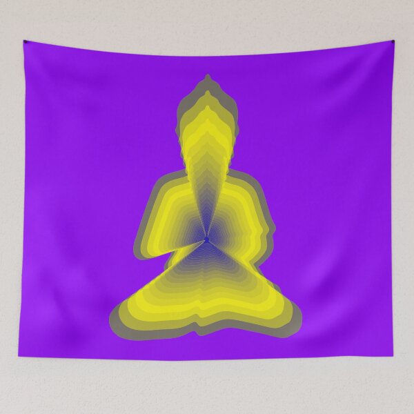 Item preview, budda, light energy, silhouette in yoga pose with a modern graphic echo effect minimalist spiritual design designed and sold by rikyfreestyle.
