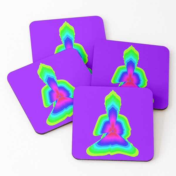 Item preview, budda, light energy, silhouette in yoga pose with a modern graphic echo effect minimalist spiritual design designed and sold by rikyfreestyle.
