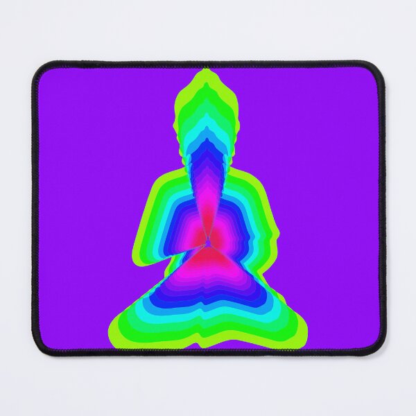 Item preview, budda, light energy, silhouette in yoga pose with a modern graphic echo effect minimalist spiritual design designed and sold by rikyfreestyle.